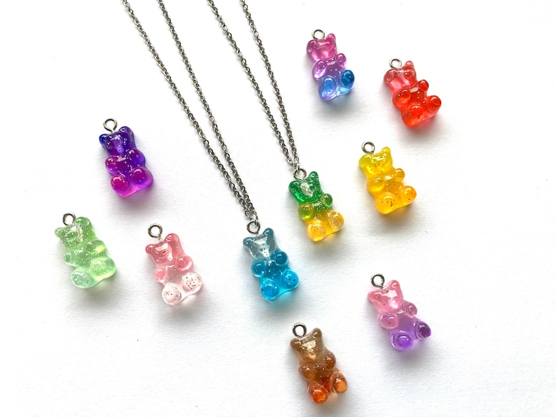 Gummy Bear Charm Necklace Silver Necklace Gummy Bear Charm Etsy