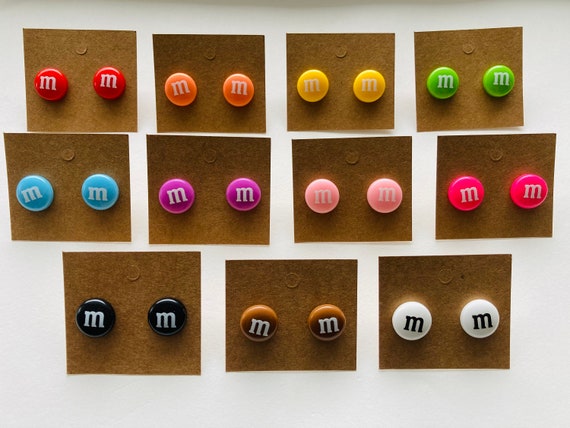M&M Candy Inspired Resin Stud Earrings, Fun Earrings, Candy Earrings, Hypoallergenic, Trendy Earrings, Cute Earrings, Gift For Teen