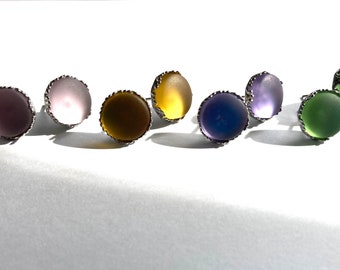 Sea Glass Stud Earrings, Sea Glass Cabochon Post Earrings, Beach Stud Earrings, Hypoallergenic Earrings, Sea Glass Jewelry, Ocean Earrings