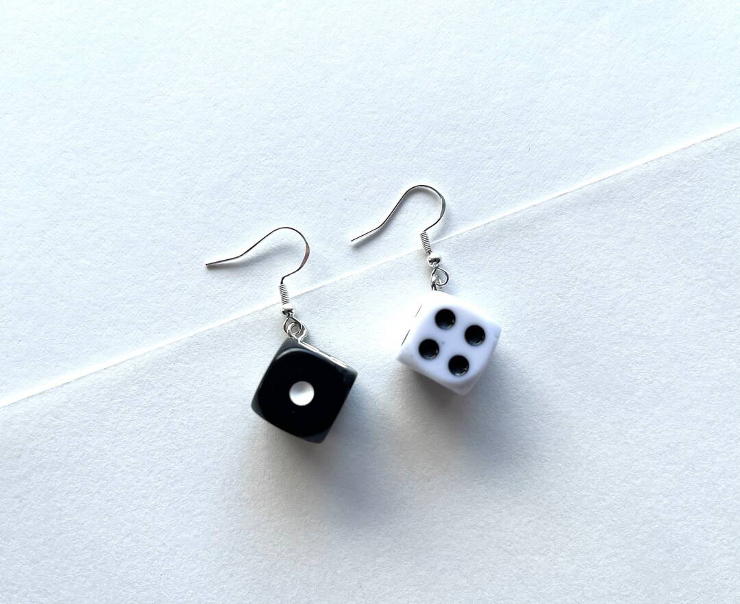 3D Mismatched Dice Dangle Earrings, Casino Earrings, Game Earrings, Fun