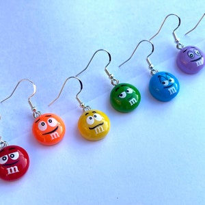 M&M Candy Inspired Resin Dangle Earrings, Fun Earrings, Candy Earrings, Hypoallergenic, Trendy Earrings, Cute Earrings, Gift For Teen image 2