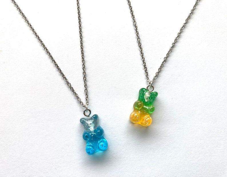 Gummy Bear Charm Necklace Silver Necklace Gummy Bear Charm Etsy