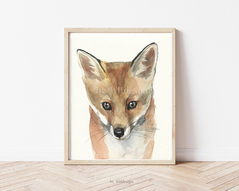 Red Fox Baby Original Watercolor Painting White Background Gift Forest Animal Artwork Image Nursery Wall Decor Kids Art North Wildlife Watercolor Art Collectibles Shamsaco Ir