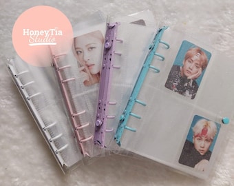 Sparkly or Clear Photocard Album deco Binder | KPOP Glitter Pastel 4 Pocket Collect Book 200 slots