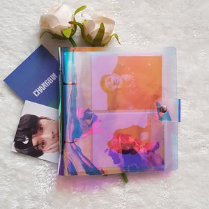 Album de cartes photo holographiques à grande fente pour mini PC BTS et enfants errants Carte Noeasy | Livre de collection KPOP Pastel 100 emplacements
