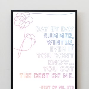 Love Yourself Her BTS Print | K-pop Wandkunst | A4 Bangtan Song Lyric Poster 방탄소년단