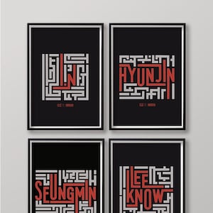 MIROH Stray Kids OT8 Names Print | K-pop Wall Art | A4 SKZ Members Poster 스트레이 키즈