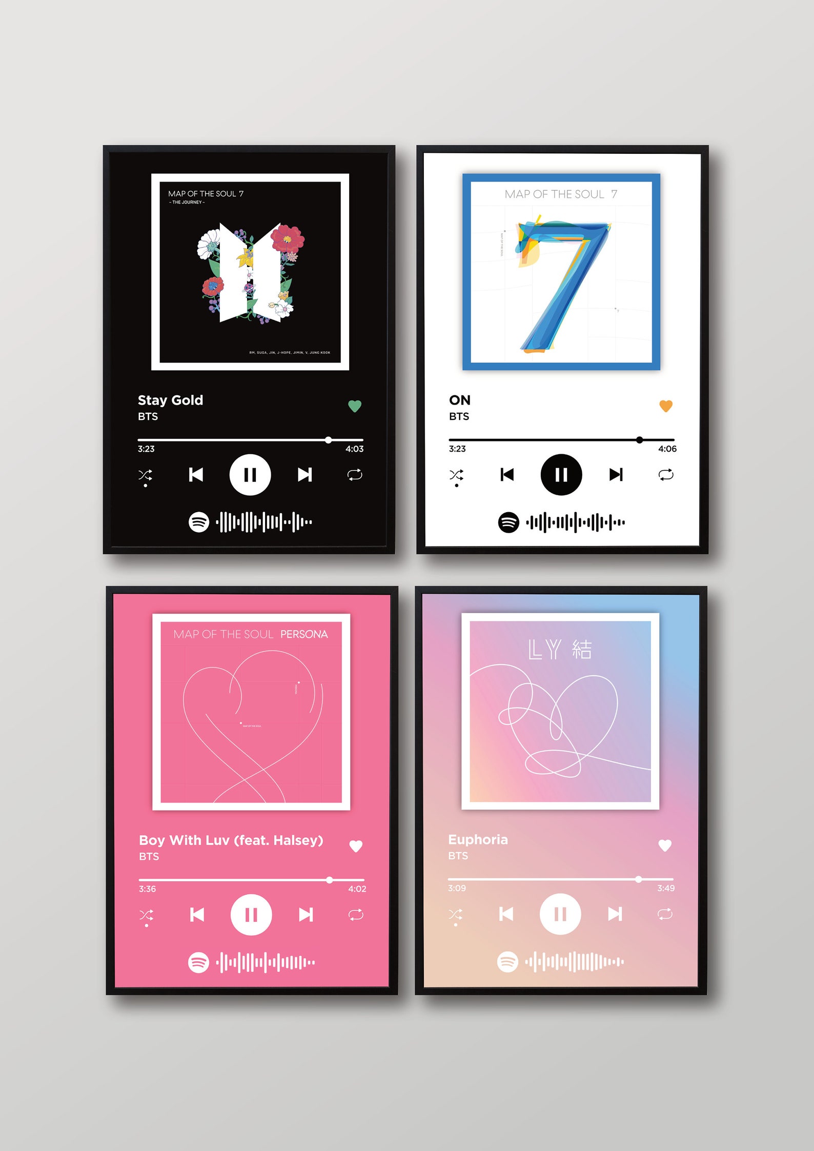 BTS Album Spotify Print Kpop Wall Art Custom A4 Bangtan