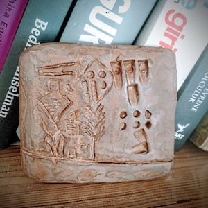 original replica ceramic tablet.Tablet with the first human name in 5000 years of history