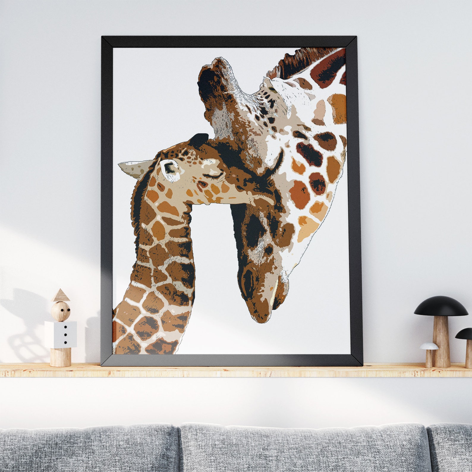 Mother and Baby Giraffe Decor Print Colourful Giraffe Print Etsy