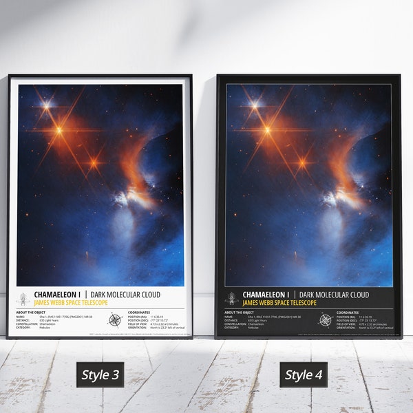 Camaleón I: Cartel de James Webb, Imagen del telescopio espacial James Webb Póster de la NASA Fotografía espacial, Decoración de pared Impresión de astronomía científica