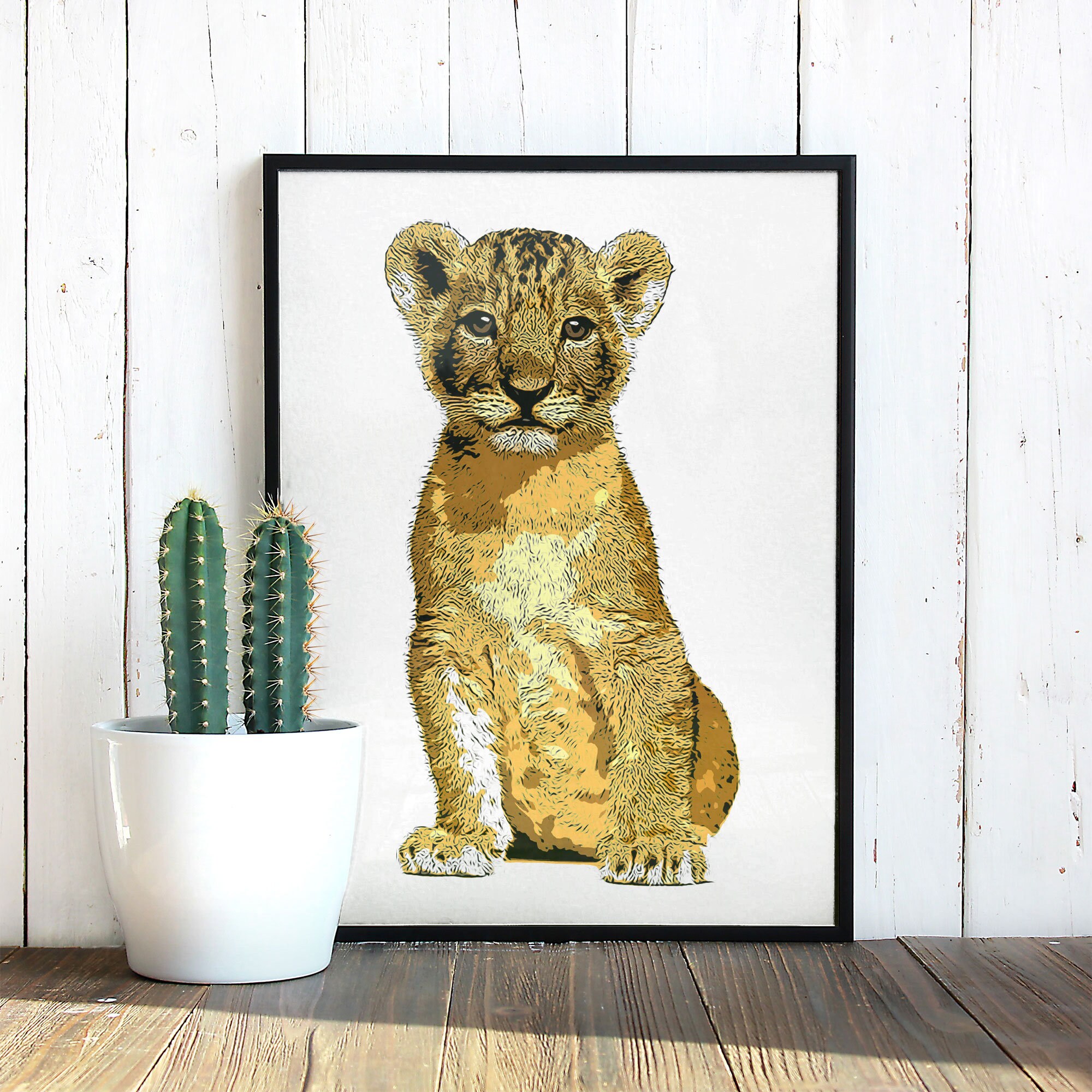 Baby Lion Cub Print Nursery Decor Nursery Print Colourful Etsy
