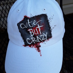 Teen Crazy White Ball Cap, Hand Painted Ball Cap, Teen Ball Cap, Teen Baseball Caps, White Baseball Cap, Teenager Ball Cap, Teen Accessories