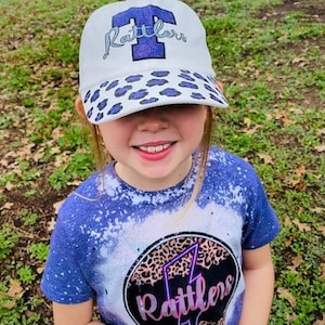 Rattlers Youth Cap. Youth Baseball Cap, Fishing Ball Cap, Hand Painted Ball Cap, Sparkle Kids Ball Cap, Children Ball Cap, Leopard