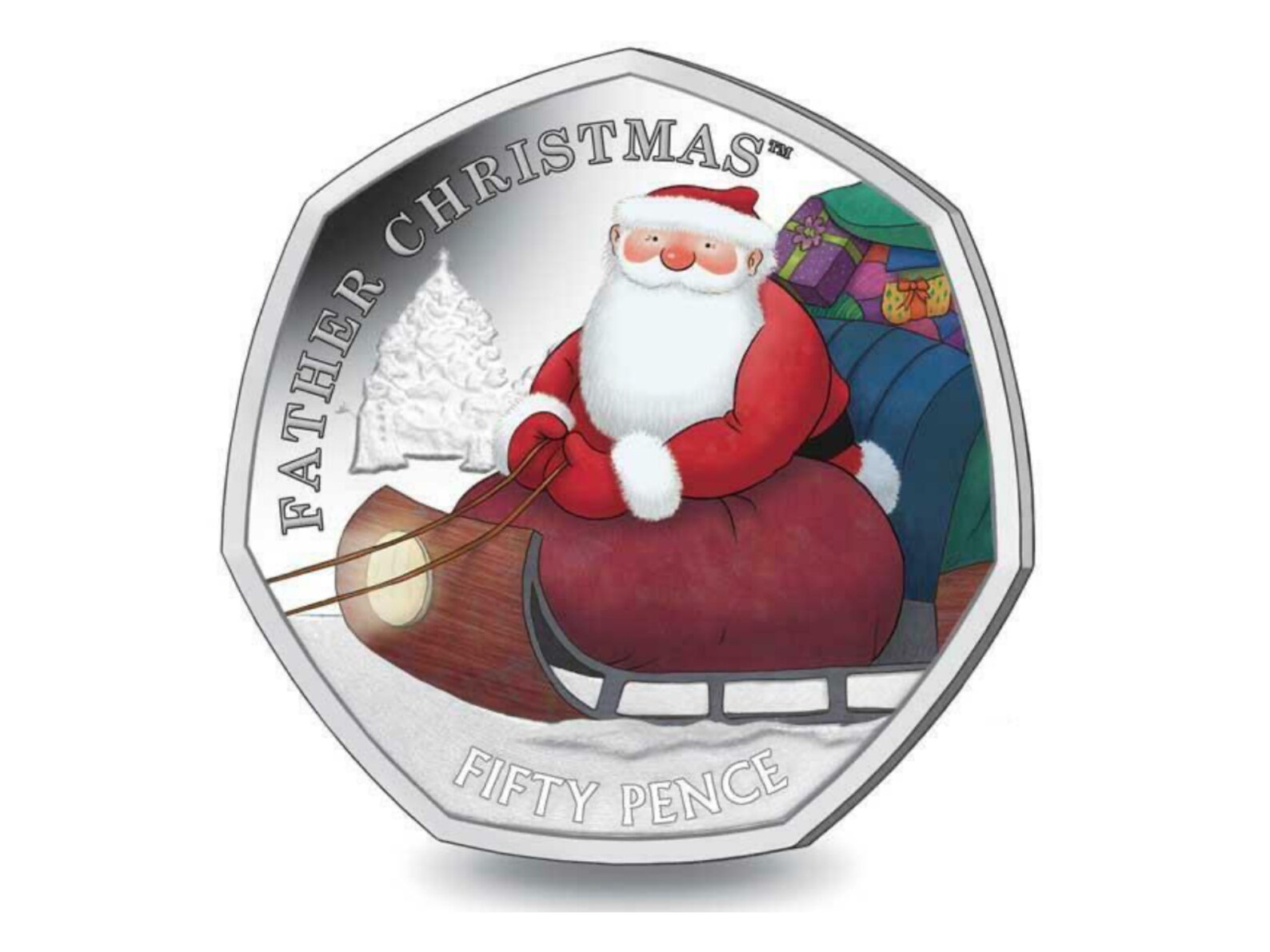 2020 Father Christmas 50p Coin Coloured in a Card British Etsy
