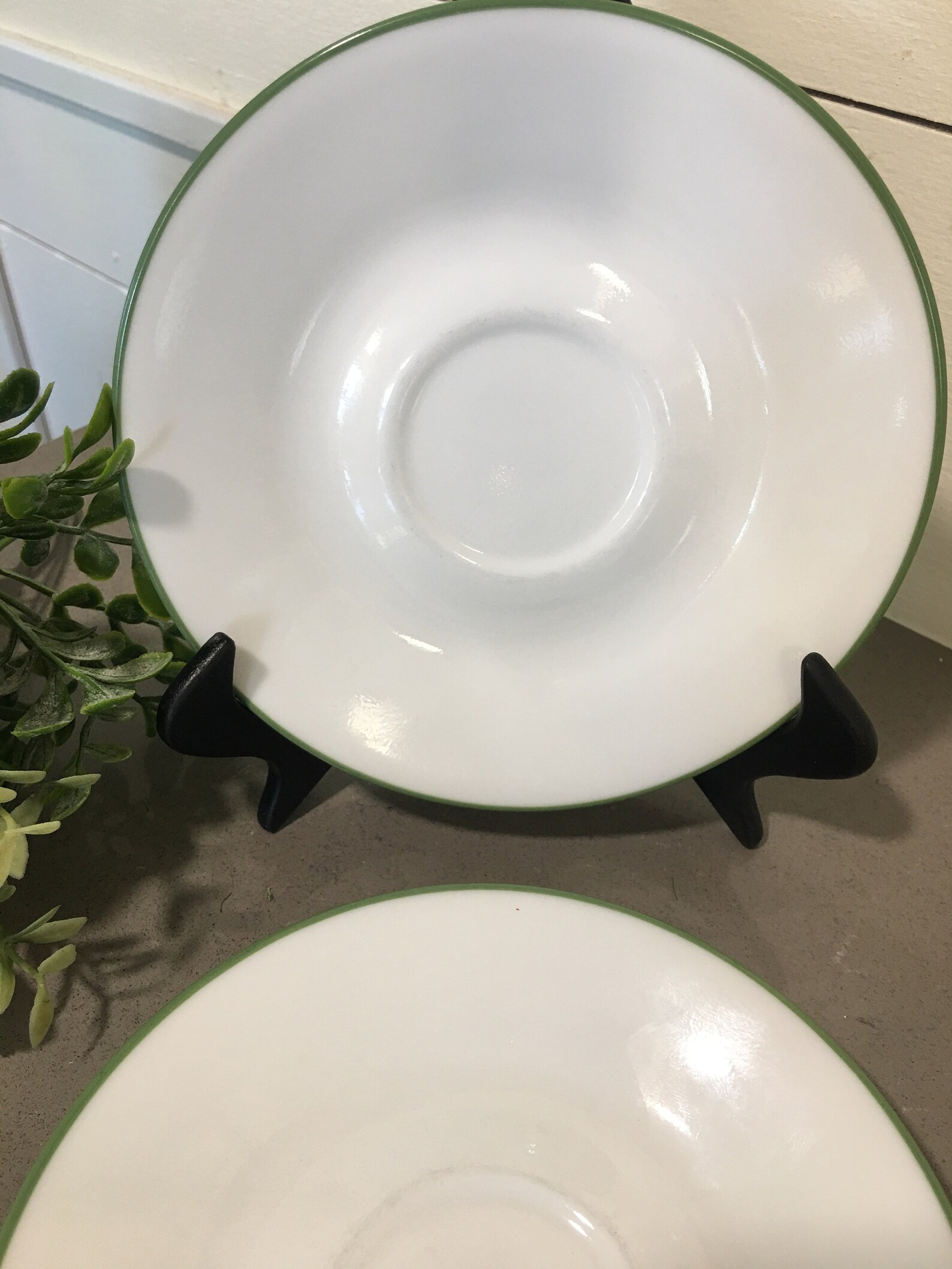 Set of 3 Corelle Callaway Green Rim Saucer Plates Corelle Etsy