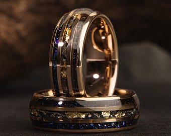 Blue Opal Gold 18K Mens Wedding Band, Gold Mens Ring, Wedding Band, Gold Leaf Wedding Band, Mens Ring, RIng For Men, Unique Design Ring