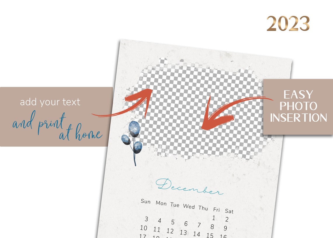 Calendrier mensuel 2023 calendrier photo imprimable 2023 - Etsy France