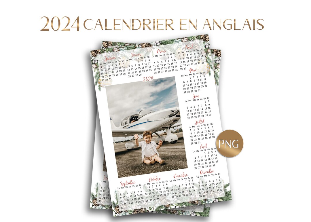 2024 Photo Calendar One Page Christmas Calendar Template Etsy