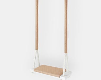 Waterproof Wooden Swing - Beige Seat, Impregnated Frame, Indoor Playroom Gift