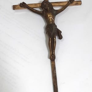 VTG Metal Brass West Germany Jesus Crucifix Wall Cross Catholic INRI Religious