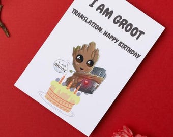 面白いグルートの誕生日カード：ガーディアンズ・オブ・ギャラクシーの