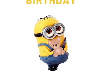 Funny Minion Birthday Card: Printable Instant Download (PDF)