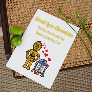 Tarjeta de aniversario de Droid Love Chronicles - Tarjeta linda PDF digital imprimible