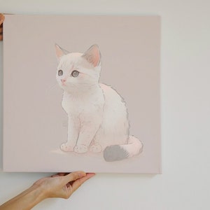Adorable ilustración de gatito, colores suaves, arte de pared de guardería, descarga digital, decoración de la habitación de la niña