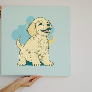 Playful Puppy Illustration, Whimsical and Charming, Bright and Cheerful Colors, Digital Download, Nursery Wall Art
