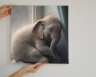 Realistic Baby Elephant Digital Download Printable Wall Art Home Decor