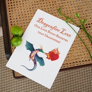Dragonfire Love Anniversary Card - Afdrukbare digitale PDF-vurige kaart