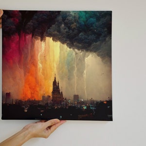 Gewitter der Farben über einer Stadt Digital Download druckbare Wandkunst Home Decor