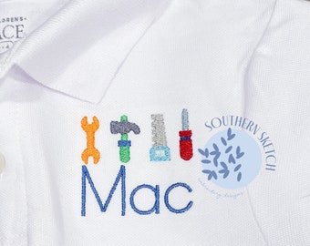 Tools Mini Fill Stitch Bundle Saw, Hammer, Wrench, Screwdriver Machine Embroidery Design File 1",1.5",2"