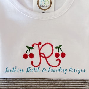 Cherries Mini Fill Stitch Machine Embroidery Design Instand Digital Download File sizes 1&quot;, 1.5&quot;, 2&quot;