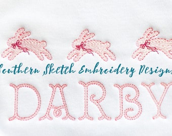 Mini Fill Stitch Vintage Bunnies with Bows Machine Embroidery Instant Digital Download File 1", 1.5" 2", 2.5"