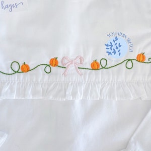 Pumpkin Bow Fall Monogram Frame Vine Machine Embroidery Design File 4x4, 5x7, 6x10