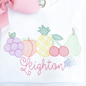 Fruit Gingham Sketch Fill Light FillGrapes, Peach, Pineapple, Cherries, Pear Summer Machine Embroidery Design Instant Digital Download