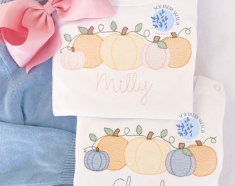 Pumpkin Patch Pumpkins on a Vine Sketch Fill Light Fill Fall Autumn Machine Embroidery Design File 4x4, 5", 5x7, 6x10