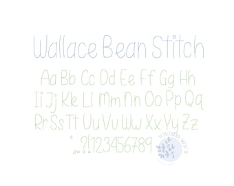 Wallace Machine Embroidery Font Bean Stitch Floss Classic Handwritten Print Style Upper & Lower Case Letters BX .75&quot;, 1&quot;, 1.5&quot;, 2&quot;, 2.5&quot;