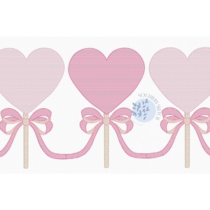 Heart Bow Trio Sketch Fill, Light Fill Valentine's Day Machine Embroidery Design File 4x4, 5x7, 6x10