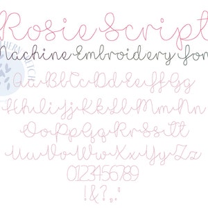 Rosie Script Machine Embroidery Font Bean Stitch Classic Cursive Style Floss Font + BX File .5&quot;, .75&quot;, 1&quot;, 1.5&quot;, 2&quot;