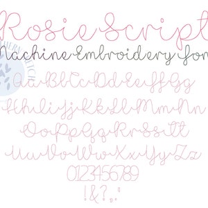 Rosie Script Machine Embroidery Font Bean Stitch Classic Cursive Style Floss Font + BX File .5", .75", 1", 1.5", 2"