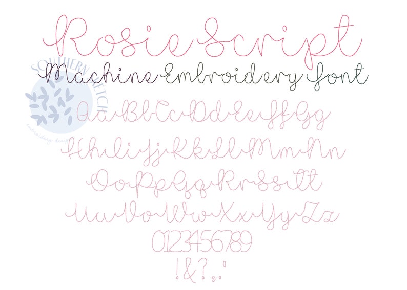Rosie Script Machine Embroidery Font Bean Stitch Classic Etsy