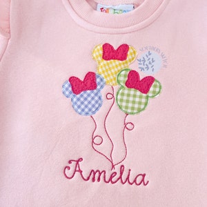 Applique Mouse Balloons with Bows Machine Embroidery Design 5x7, 6x10
