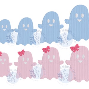 Mini Fill Stitch Halloween Friendly Ghost Girl Bow Boy Machine Embroidery Design File Instant Digital Download 1&quot;, 1.5&quot;, 2&quot;, 2.5&quot;