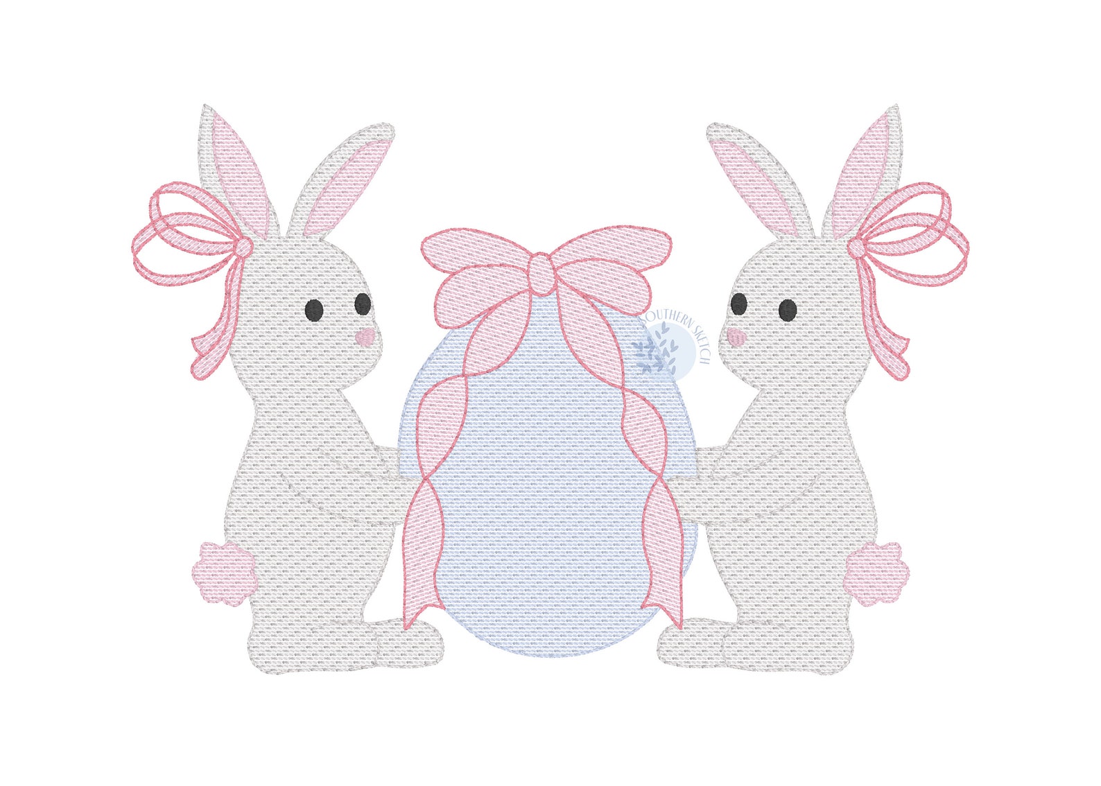 Easter Egg Bunny Bow Girl Spring Bunnies Machine Embroidery Design File ...