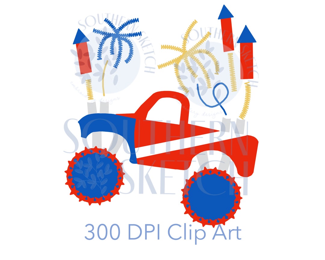 Red, White, and Blue 4th of July Monster Truck Digital