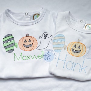 Halloween Trio Mummy, Jack-o-lantern, Ghost pumpkin Sketch Fill Light Fill Machine Embroidery Design File 4x4, 5x7, 610