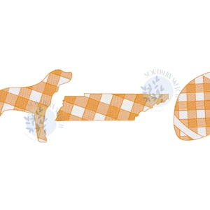 Tennessee Football Gingham Dog Fall Sports College Sketch Light Fill Machine Embroidery Design Digital Download 5&quot;, 5x7, 6x10